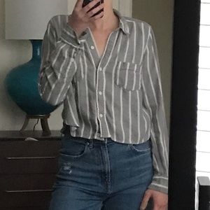 Cropped striped button down